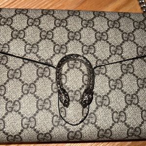 Gucci Women's Dionysus GG Supreme Chain Wallet - Beige one-size w/dust bag